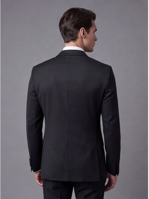 Black Detachable Peak Lapel Slim Fit Tuxedo