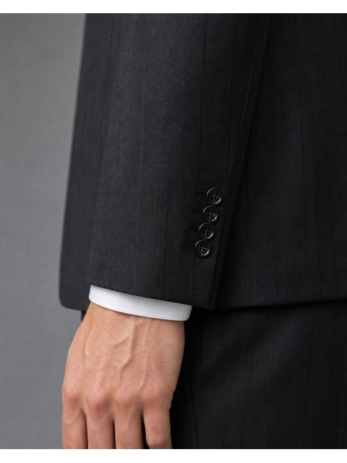 Black Pinstripe Notch Lapel Two Button Suit