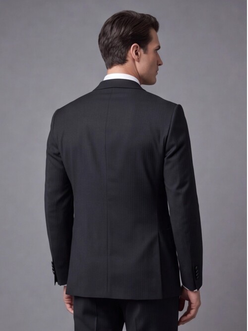 Black Pinstripe Slim Fit Double Breasted Tuxedo
