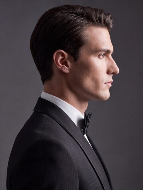 Black Pinstripe Slim Fit Shawl Lapel One Button Tuxedo