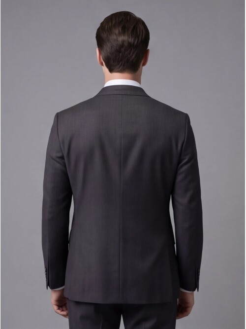 Black Striped Wool Peak Lapel Double-Breasted Regular Fit 6-Button Suit
