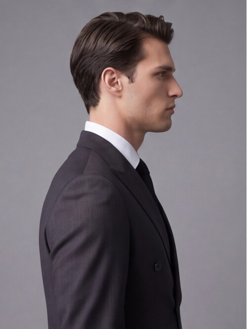 Black Striped Wool Peak Lapel Double-Breasted Regular Fit 6-Button Suit