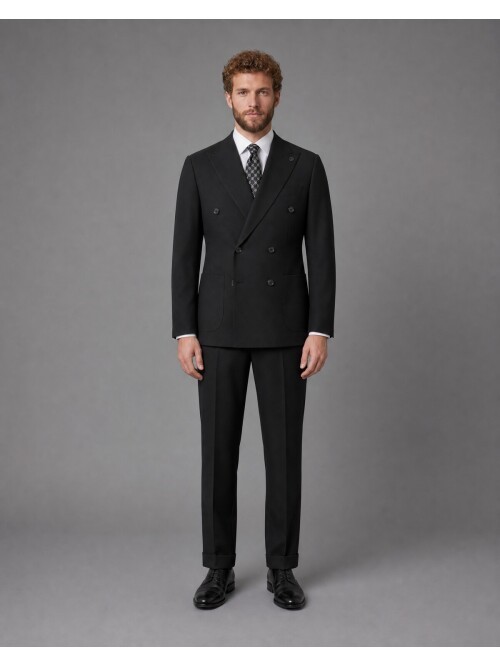 Black Comfort Fit Double-Breasted Suit