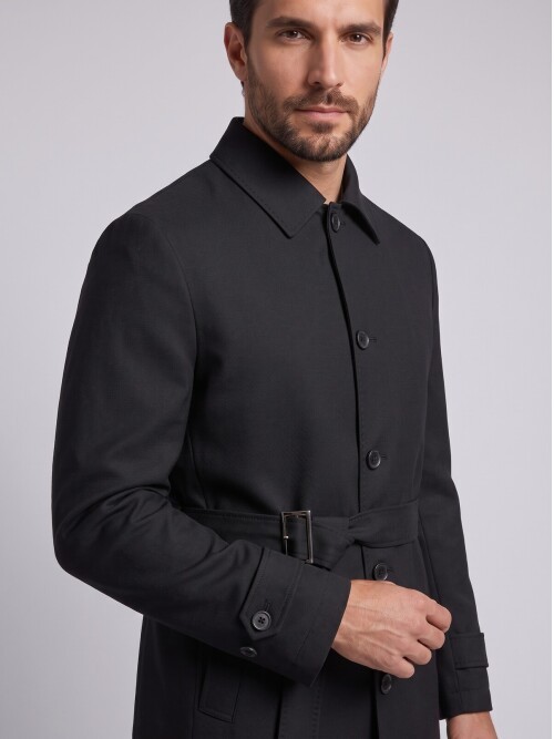 Black Shirt Collar Oversize Trench Coat