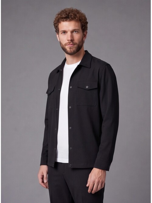 Black Shirt Collar Sport Suit