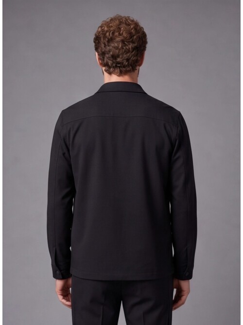 Black Shirt Collar Sport Suit