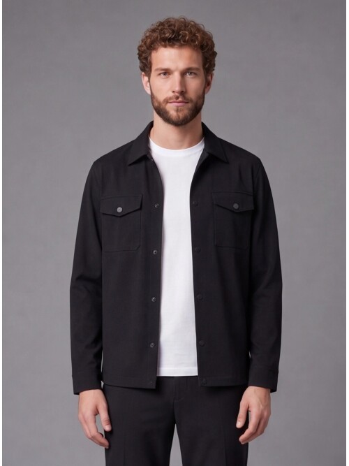 Black Shirt Collar Sport Suit