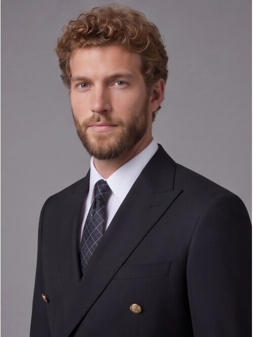 Siyah Kruvaze Sivri Yaka Slim Fit 6 Düğmeli Takım Elbise