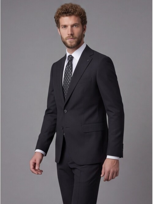 Black Notch Lapel Comfort Fit Suit