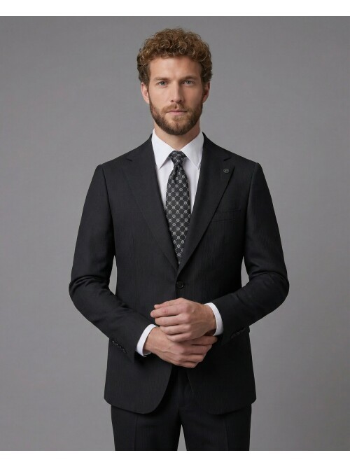 Black Notch Lapel Comfort Fit Suit