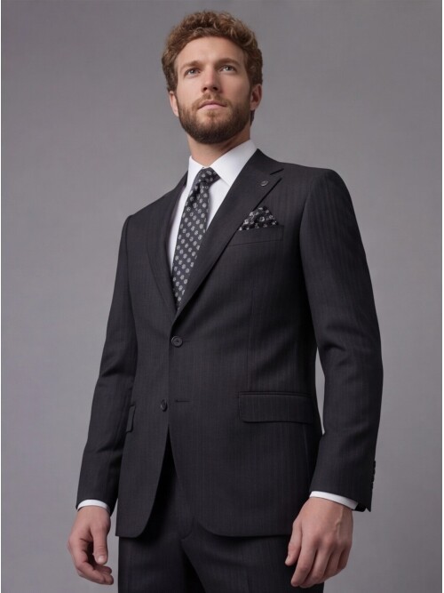 Black Notch Lapel Comfort Fit Suit