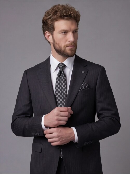 Black Notch Lapel Comfort Fit Suit