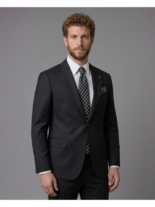 Black Notch Lapel Comfort Fit Suit