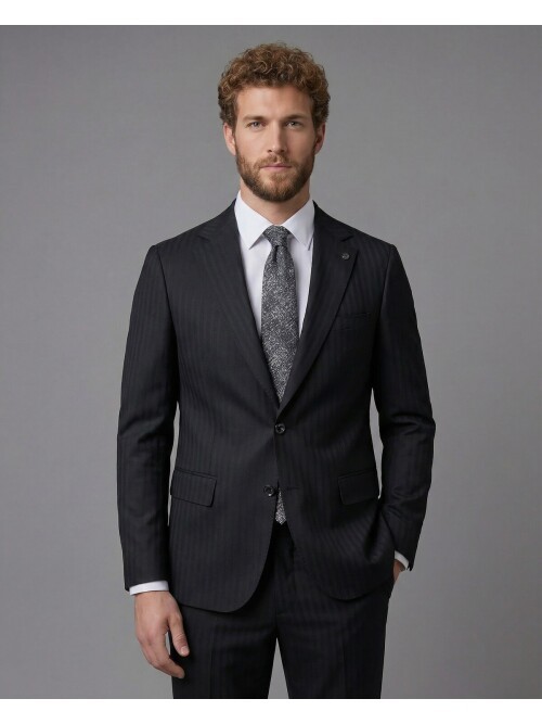 Black Notch Lapel Comfort Fit Suit