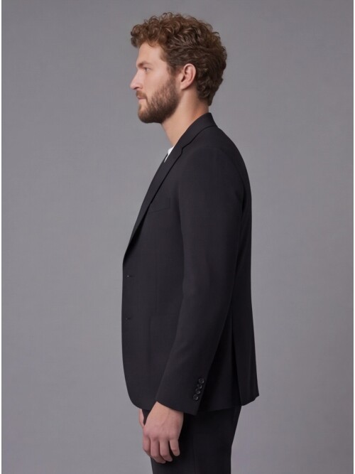 Black Notch Lapel Comfort Fit Suit with Patch Pockets
