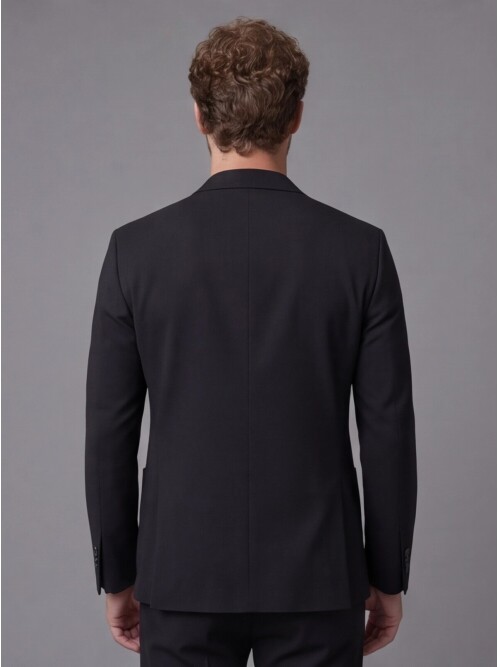 Black Notch Lapel Comfort Fit Suit with Patch Pockets