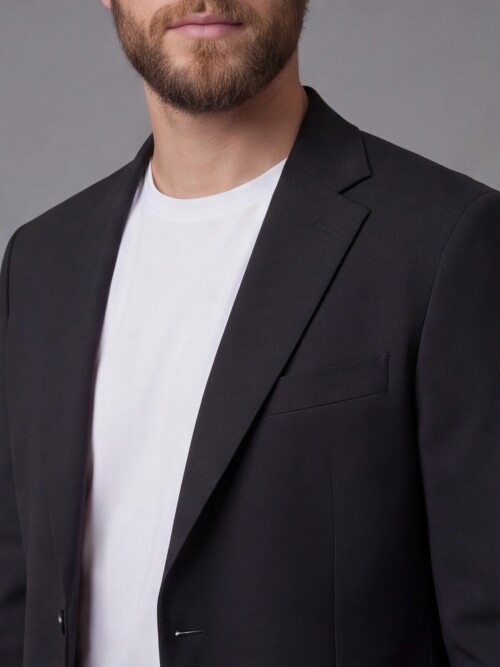 Black Notch Lapel Comfort Fit Suit with Patch Pockets