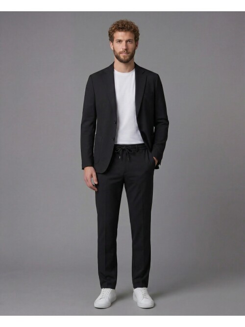 Black Notch Lapel Comfort Fit Suit with Patch Pockets