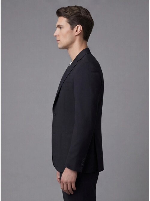 Black Notch Lapel Suit with Patch Pockets