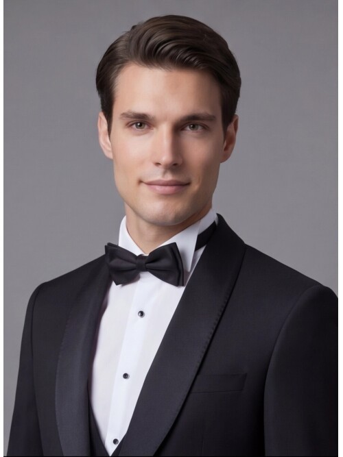 Siyah Şal Yaka Slim Fit Tek Düğmeli Damatlık Takım Elbise