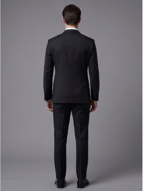 Black Peak Lapel Single Button Slim Fit 3-Piece Wedding Suit
