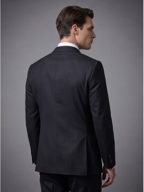 Black Peak Lapel Double-Breasted Suit