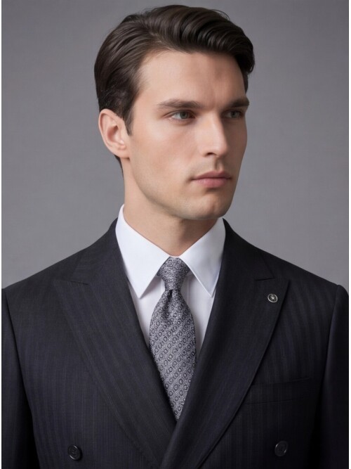 Black Peak Lapel Double-Breasted Suit
