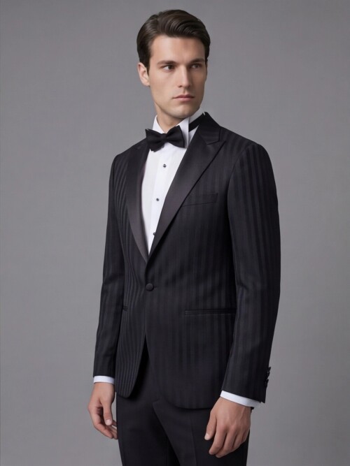 Black Peak Lapel One-Button Slim Fit Tuxedo