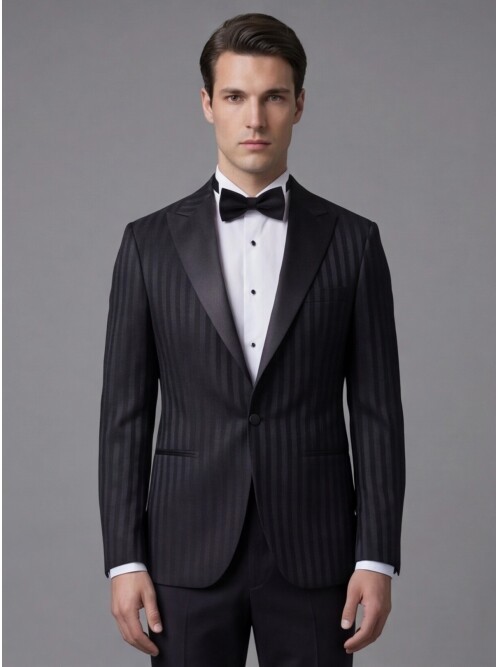 Black Peak Lapel One-Button Slim Fit Tuxedo