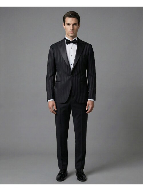 Black Peak Lapel One-Button Slim Fit Tuxedo
