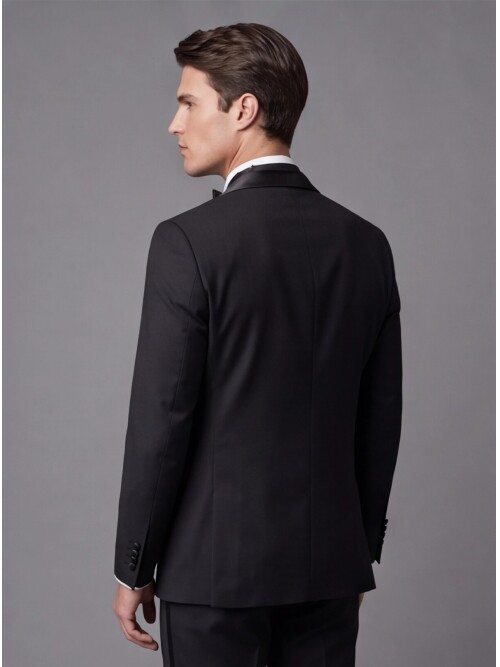 Black Slim Fit Shawl Lapel One Button Wedding Tuxedo