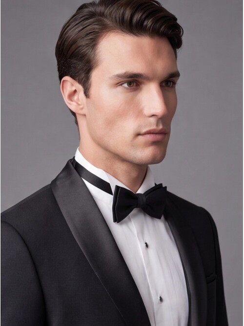 Black Slim Fit Shawl Lapel One Button Wedding Tuxedo