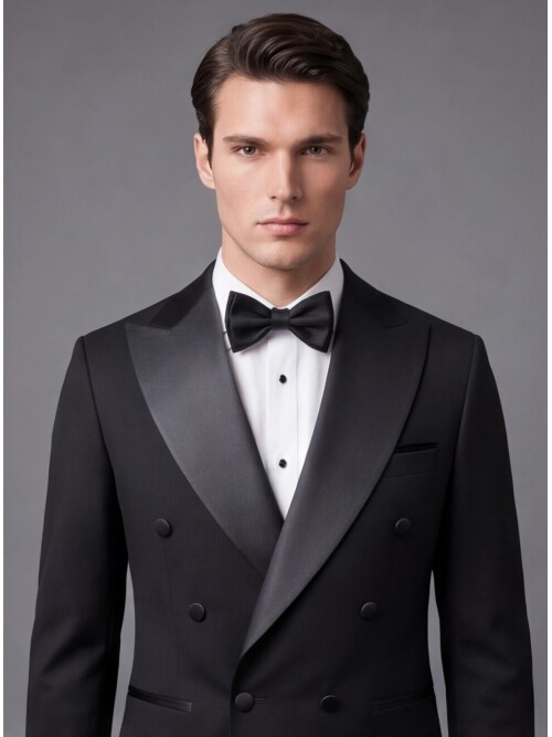 Black Slim Fit Double Breasted Tuxedo