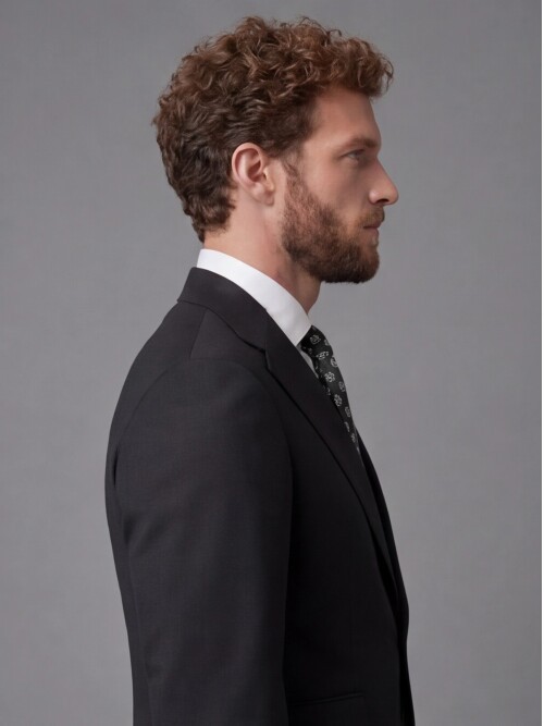Black Slim Fit Notch Lapel 2-Button Suit