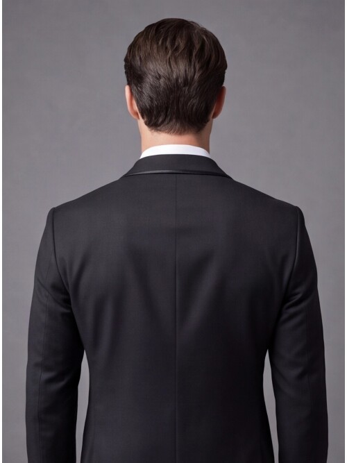 Black Slim Fit Shawl Lapel One Button Tuxedo