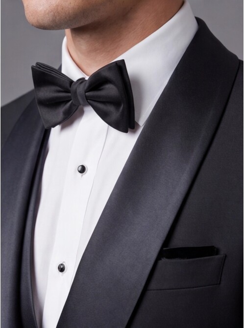 Black Slim Fit Shawl Lapel Tuxedo with Chain Button