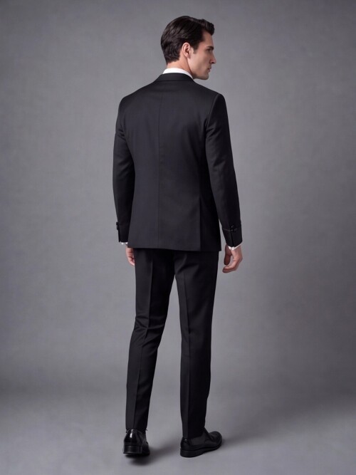 Black Slim Fit Peak Lapel Single Button Tuxedo