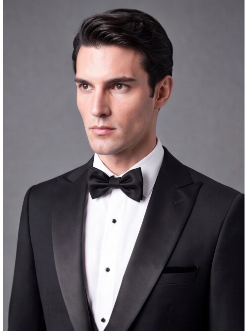 Black Slim Fit Peak Lapel Single Button Tuxedo