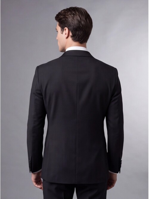 Black Slim Fit Peak Lapel One Button Tuxedo