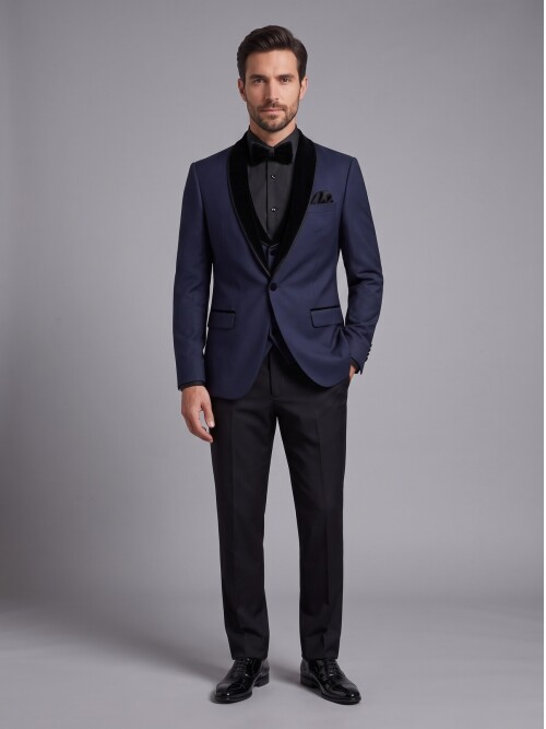 SUIT SARTORIA ÇIKMA YAKA LACİVERT DAMATLIK 5063