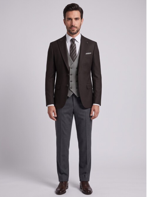 Three-Piece Brown Suit