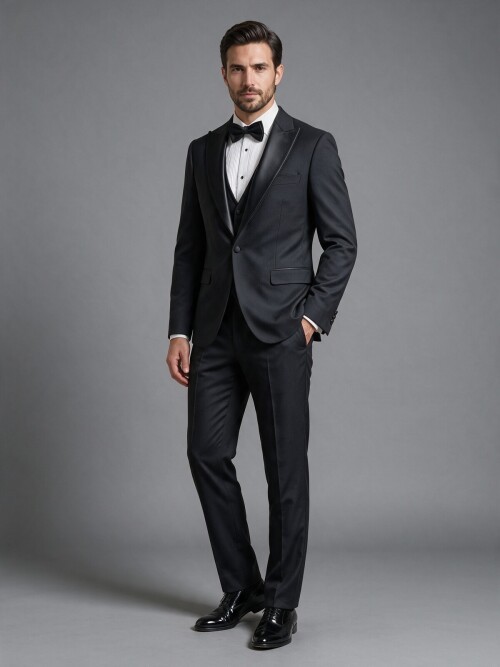 SUIT SARTORIA SİYAH ÇIKMA SİVRİ YAKA DAMATLIK 5079