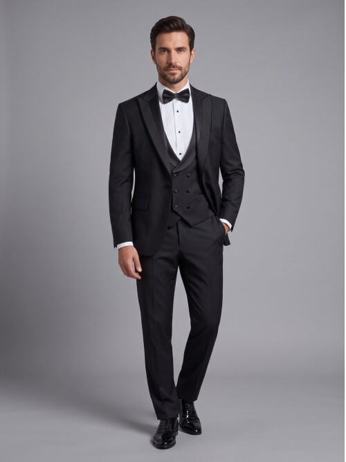 SUIT SARTORIA SİYAH SİVRİ ÇIKMA YAKA DAMATLIK 5708