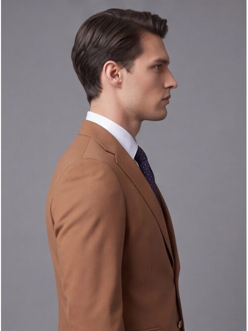 Taba Mono Yaka İki Düğmeli Slim Fit Takım Elbise