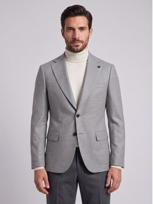 Stone Jacket with Stand Collar and Flap Pockets