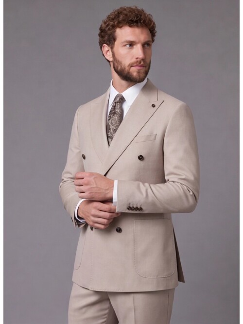 Stone Comfort Fit Double-Breasted Suit