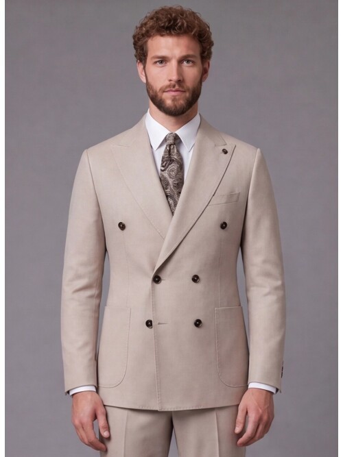 Stone Comfort Fit Double-Breasted Suit