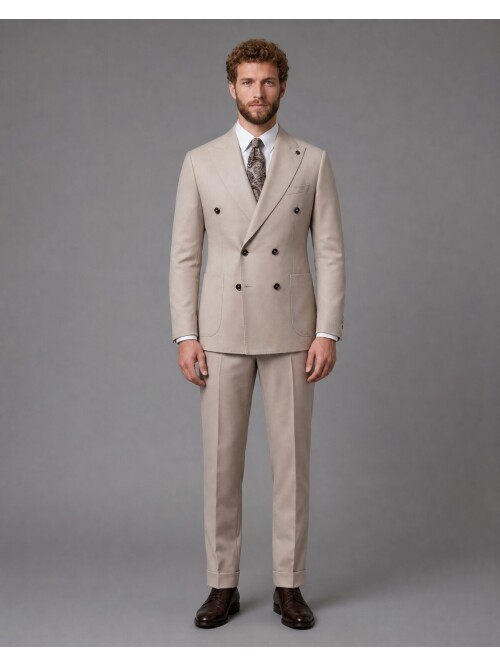 Stone Comfort Fit Double-Breasted Suit