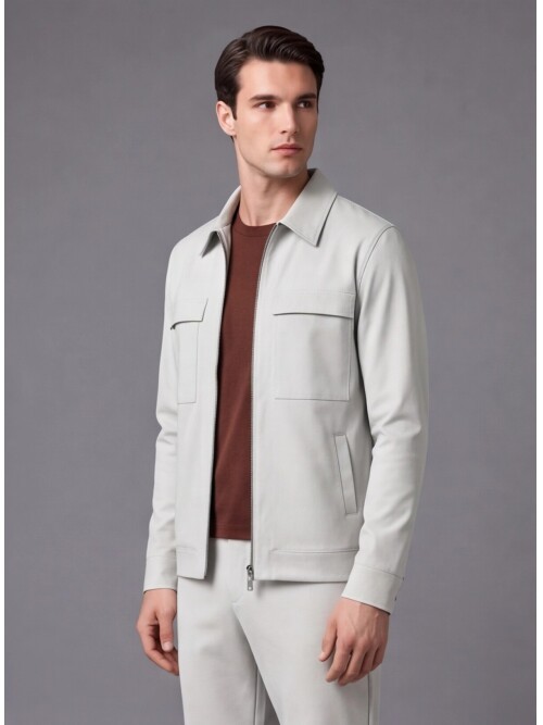 Taş Rengi Safari Cep Comfort Fit Fermuarlı Spor Takım