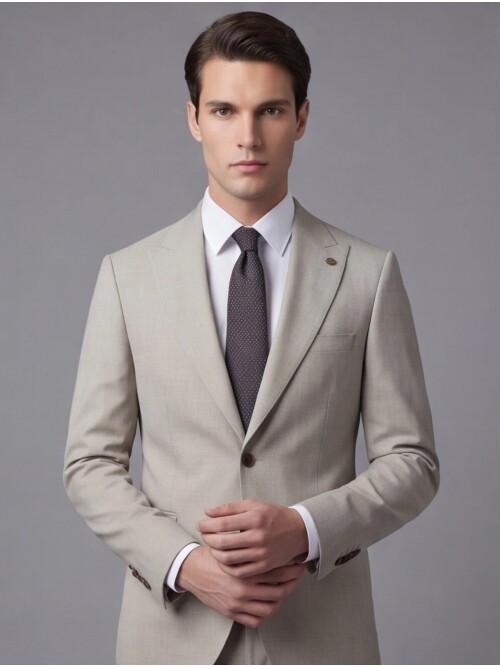 Taş Sivri Yaka İki Düğmeli Slim Fit Takım Elbise